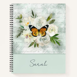 Personalisierter Vintager Blumenstrauß Notizbuch
