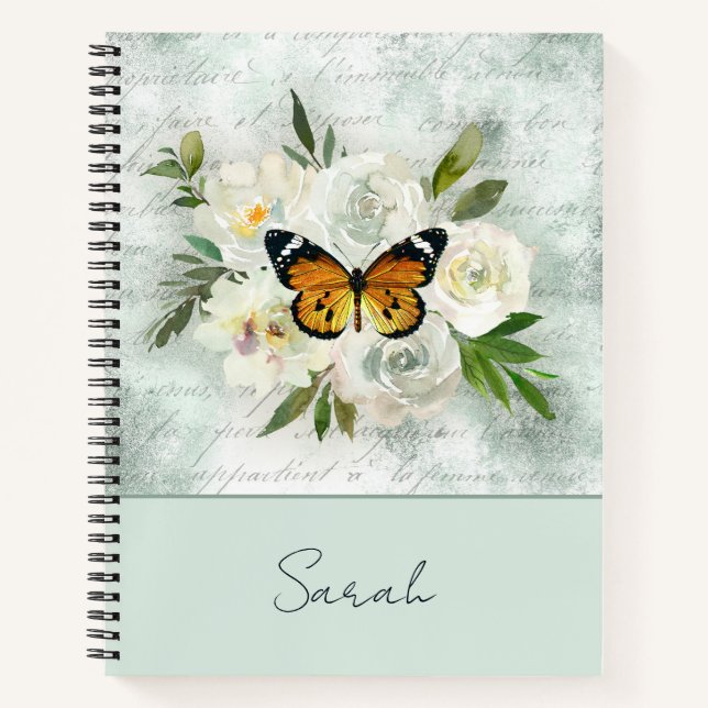 Personalisierter Vintager Blumenstrauß Notizbuch (Vorderseite)