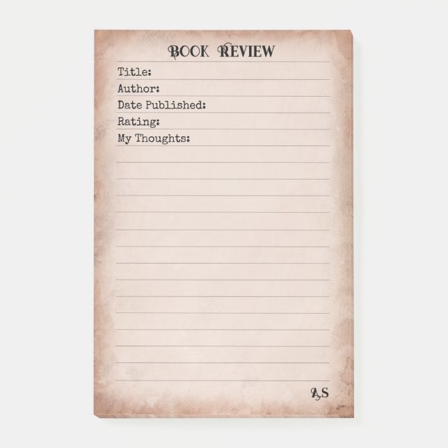 Personalisierter Vintager Buchüberblick 3M Post-it Klebezettel (Vorderseite)