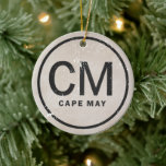 Personalisierter Vintager Cape May New Jersey Beac Keramik Ornament<br><div class="desc">Personalisierter Vintager Viktorianischer Stil gestört Cape May New Jersey Beach Weihnachtsgeschmack. ^</div>