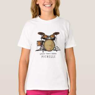 Personalisierter Vintager Drum Set Music Drummer T-Shirt