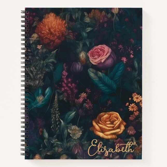 Personalisierter Vintager Dunkelgothischer Garten  Notizbuch (Vorderseite)