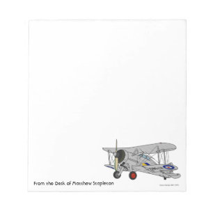 Personalisierter Vintager Flugzeuggloster Gladiato Notizblock