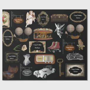 Personalisierter Vintager Geburtstag Geschenkpapier