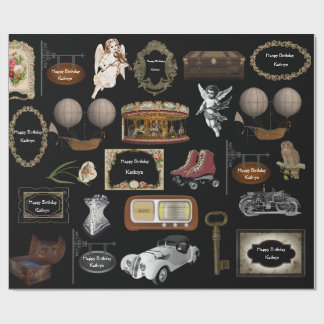 Personalisierter Vintager Geburtstag Geschenkpapier