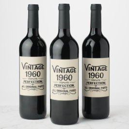Personalisierter Vintager Geburtstag schwarz Weinetikett