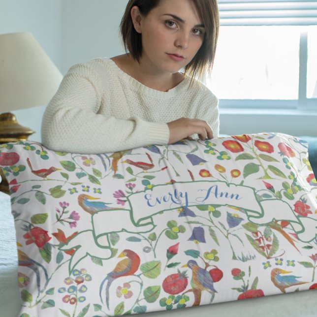 Personalisierter Vintager Girl-Ästhetik-Vogel Kissenbezug (Von Creator hochgeladen)
