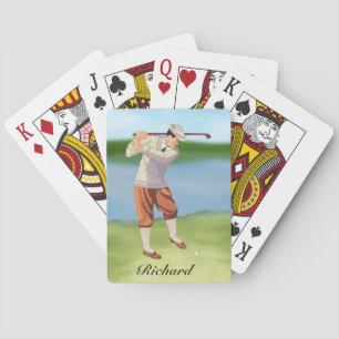 Personalisierter Vintager Golfer am Ufer Spielkarten