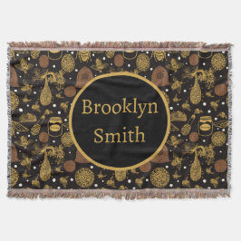 Personalisierter Vintager Honigbienenschwarz Decke
