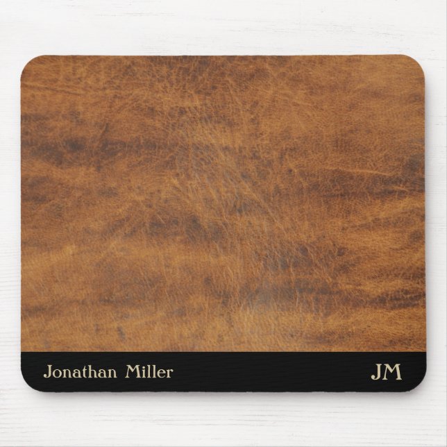 Personalisierter Vintager Ledername Anfangsschreib Mousepad (Vorne)