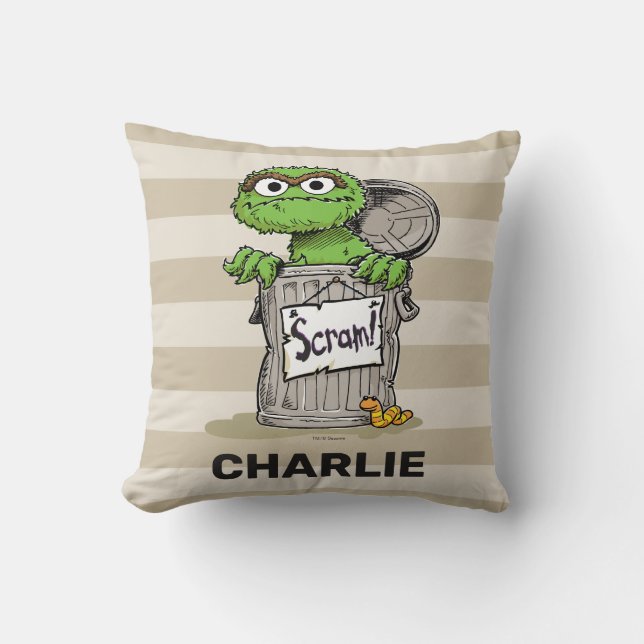 Personalisierter Vintager Oscar der Grouch Scram Kissen (Vorderseite)