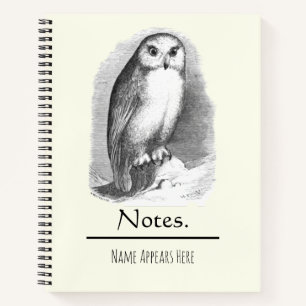 Personalisierter Vintager Owl Dark Academia Bird Notizbuch