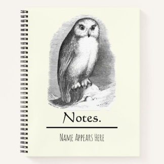 Personalisierter Vintager Owl Dark Academia Bird Notizbuch