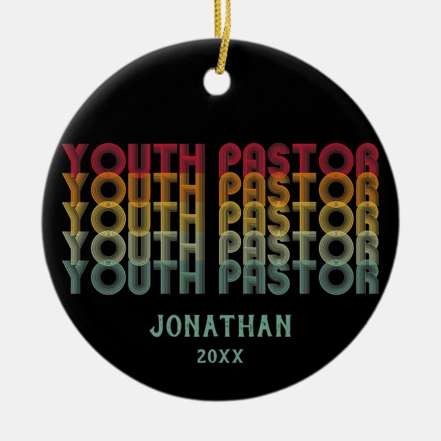 Personalisierter Vintager Pastor Keramik Ornament (Vorne)
