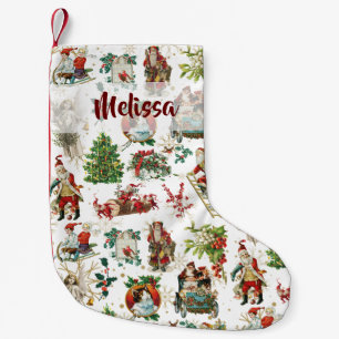 Personalisierter Vintager Retro-Urlaub Kleiner Weihnachtsstrumpf