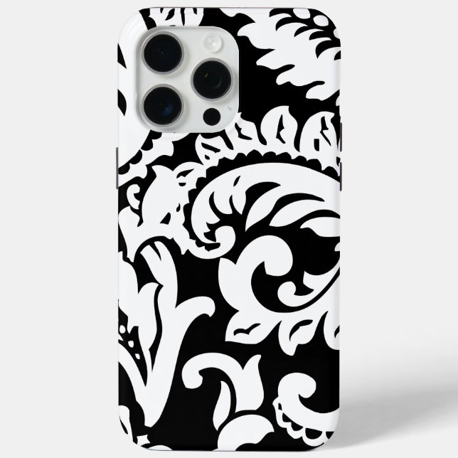 Personalisierter Vintager SchwarzDamast Case-Mate iPhone Hülle (Rückseite)