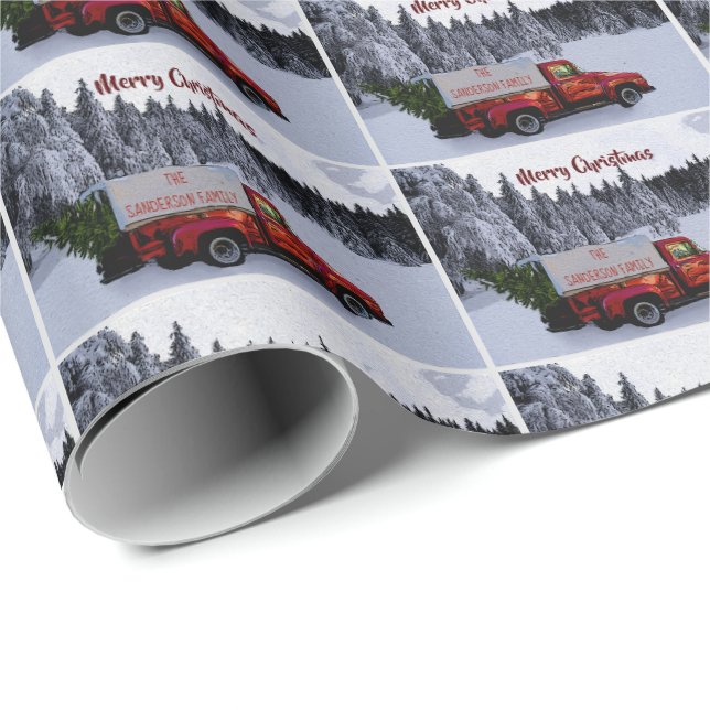 Personalisierter Vintager Weihnachtsverkehr Geschenkpapier (Rolleneckpunkt)