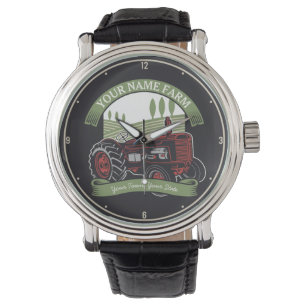 Personalisierter Vintager Zugmaschine Land Bauer Armbanduhr
