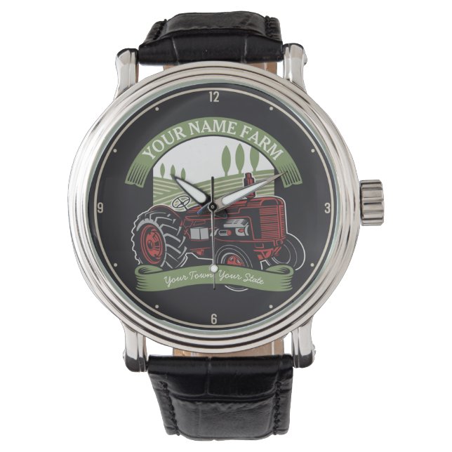 Personalisierter Vintager Zugmaschine Land Bauer Armbanduhr (Vorderseite)
