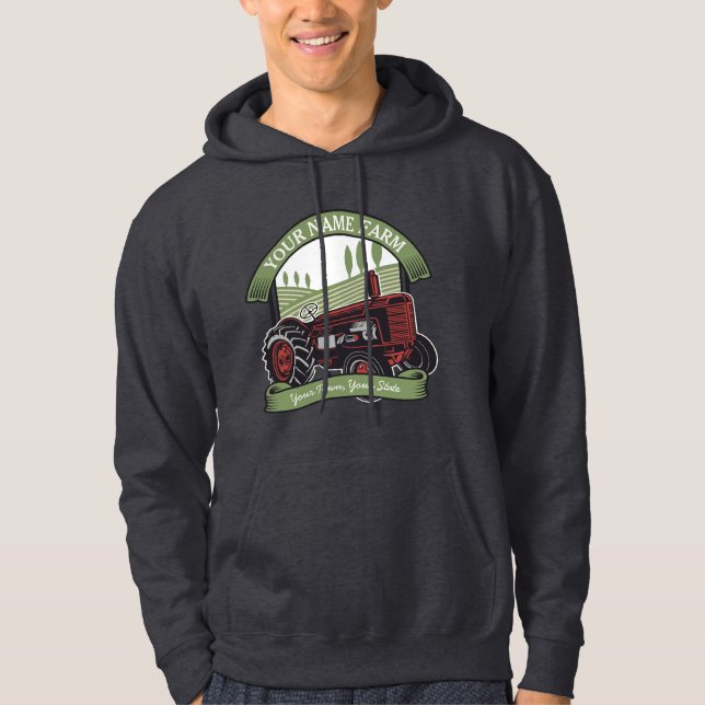 Personalisierter Vintager Zugmaschine Land Bauer Hoodie (Vorderseite)