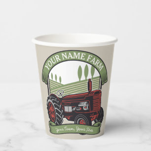Personalisierter Vintager Zugmaschine Land Bauer Pappbecher