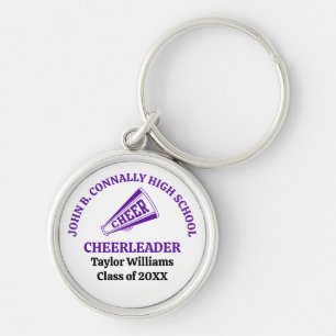 Personalisierter violetter Cheerleader für die Hig Schlüsselanhänger