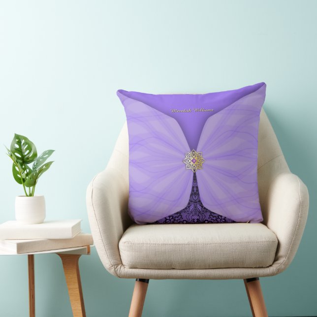Personalisierter violetter Juwel-Textil-Illusion Kissen (Stuhl )