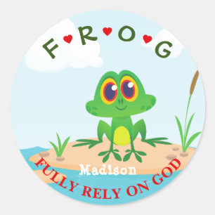 Personalisierter Voll auf dem Froschteich Runder Aufkleber