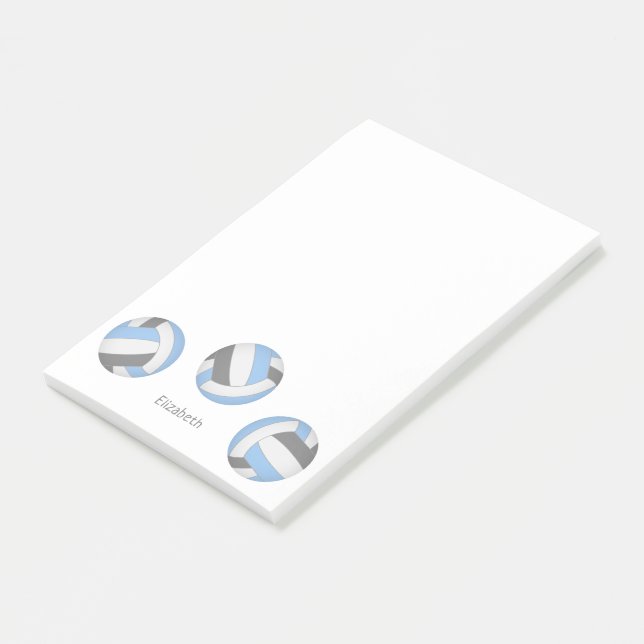 personalisierter Volleyball in hellblau Post-it Klebezettel (angewinkelt)