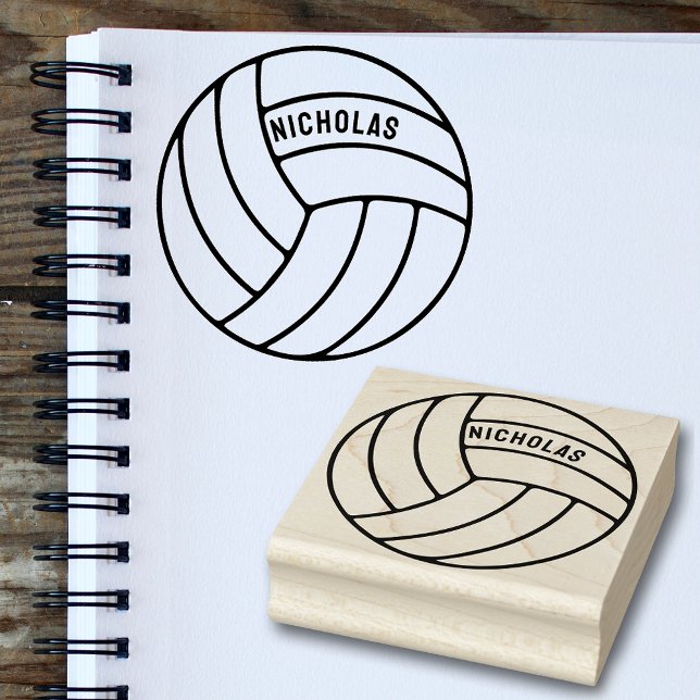 Personalisierter Volleyball Individuelle Name Holz Gummistempel (🏐 Personalize your volleyball gear with style! ✒️)