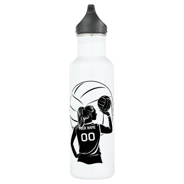 Personalisierter Volleyball-Individuelle Name, Num Edelstahlflasche (Rechts)