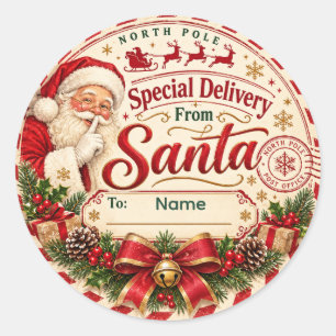 Personalisierter Von-Santa-Weihnachtsgeschenk-Aufk Runder Aufkleber