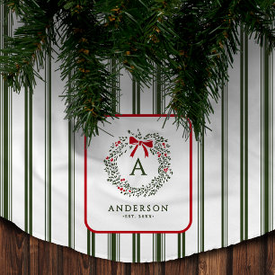 Personalisierter Vornehme Feiertags-Kranz Monogram Polyester Weihnachtsbaumdecke