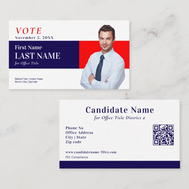 Personalisierter Wahlkampfkandidat Visitenkarte (Vorne/Hinten)