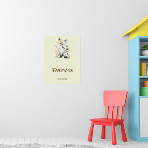 Personalisierter Wald-Fuchs-Kinderzimmer-Name-Druc Poster
