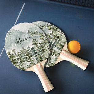 Personalisierter Wald- und Berg-Natur-Wasserfarben Tischtennis Schläger