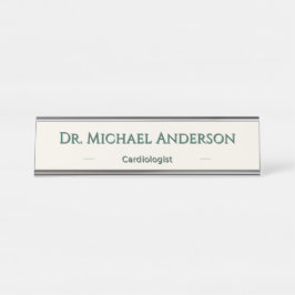 Personalisierter Waldgrüner Name Elegantes Geschen Schreibtischnamensplakette