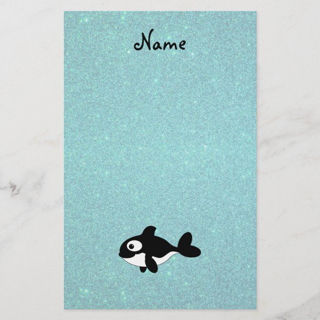 Personalisierter Walfang-Glitzer Briefpapier (Vorderseite)