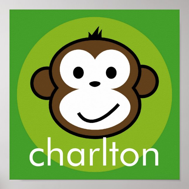 Personalisierter Wangenaffen [Limon+grün] Poster (Vorne)