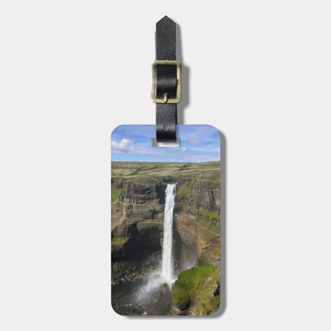 Personalisierter Wasserfall in Island - Gepäckmark Gepäckanhänger (Vorderseite vertikal)