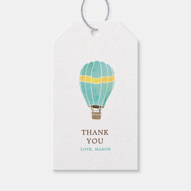 Personalisierter Wasserfarbe Heißluftballon Danke Geschenkanhänger (Vorderseite)