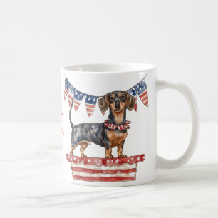Personalisierter Wasserfarbe-Patriotischer-Dachshu Kaffeetasse