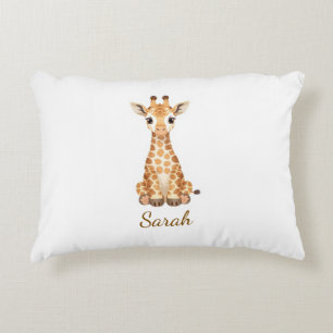 Personalisierter Wasserfarben-Babygiraffen-Becher Dekokissen