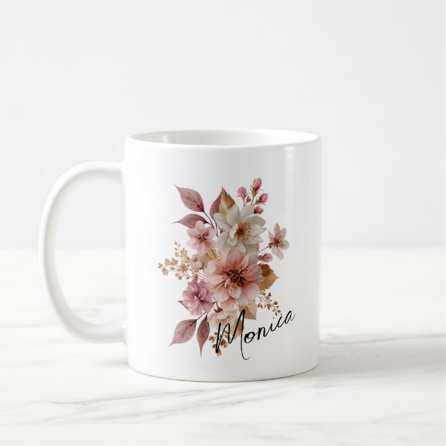 Personalisierter Wasserfarben-Blumenbecher Kaffeetasse (Links)