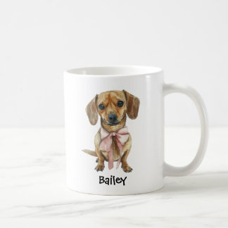 Personalisierter Wasserfarben-Dachshund-Coquette-B Kaffeetasse