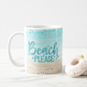 Personalisierter Wasserfarben-Glitter-Strand Bitte Kaffeetasse