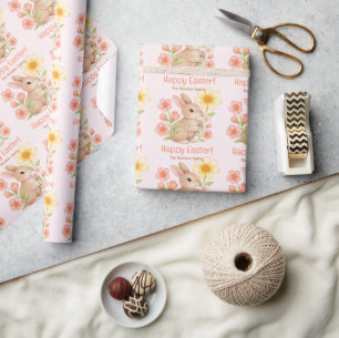 Personalisierter Wasserfarben-Hase Frohe Ostern  Geschenkpapier