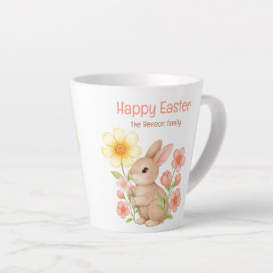Personalisierter Wasserfarben-Hase Frohe Ostern  Milchtasse