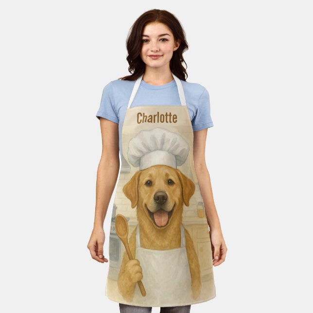 Personalisierter Wasserfarben-Labrador Retriever K Schürze (Getragen)