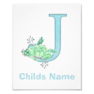 Personalisierter Wasserfarben-Letter J-Fotoabdruck Fotodruck